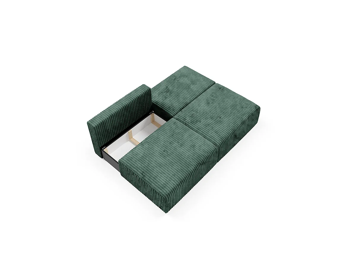 Canapé convertible 3 places avec coffre Angela Vert sapin