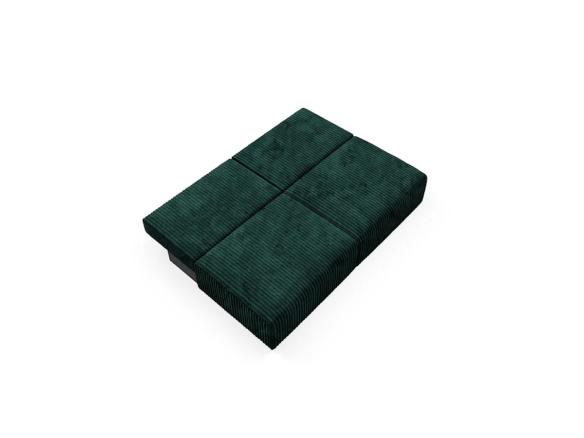 Canapé convertible 3 places avec coffre en tissu vert sapin ANGELA