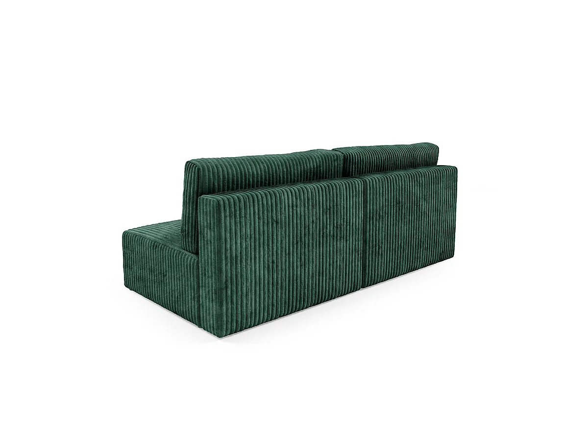 Canapé convertible 3 places avec coffre en tissu vert sapin ANGELA