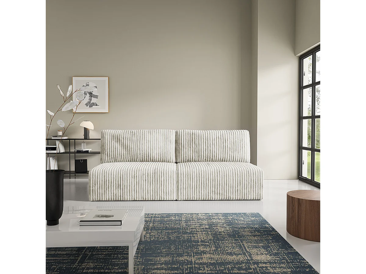 Canapé convertible 3 places avec coffre Angela Blanc cassé