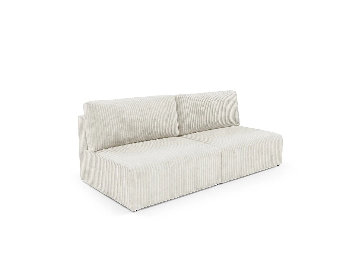 Canapé convertible 3 places avec coffre en tissu blanc ANGELA