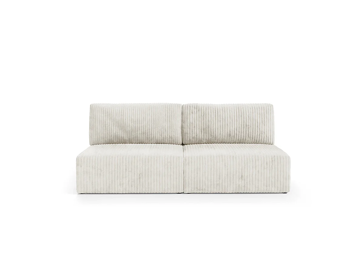 Canapé convertible 3 places avec coffre en tissu blanc ANGELA