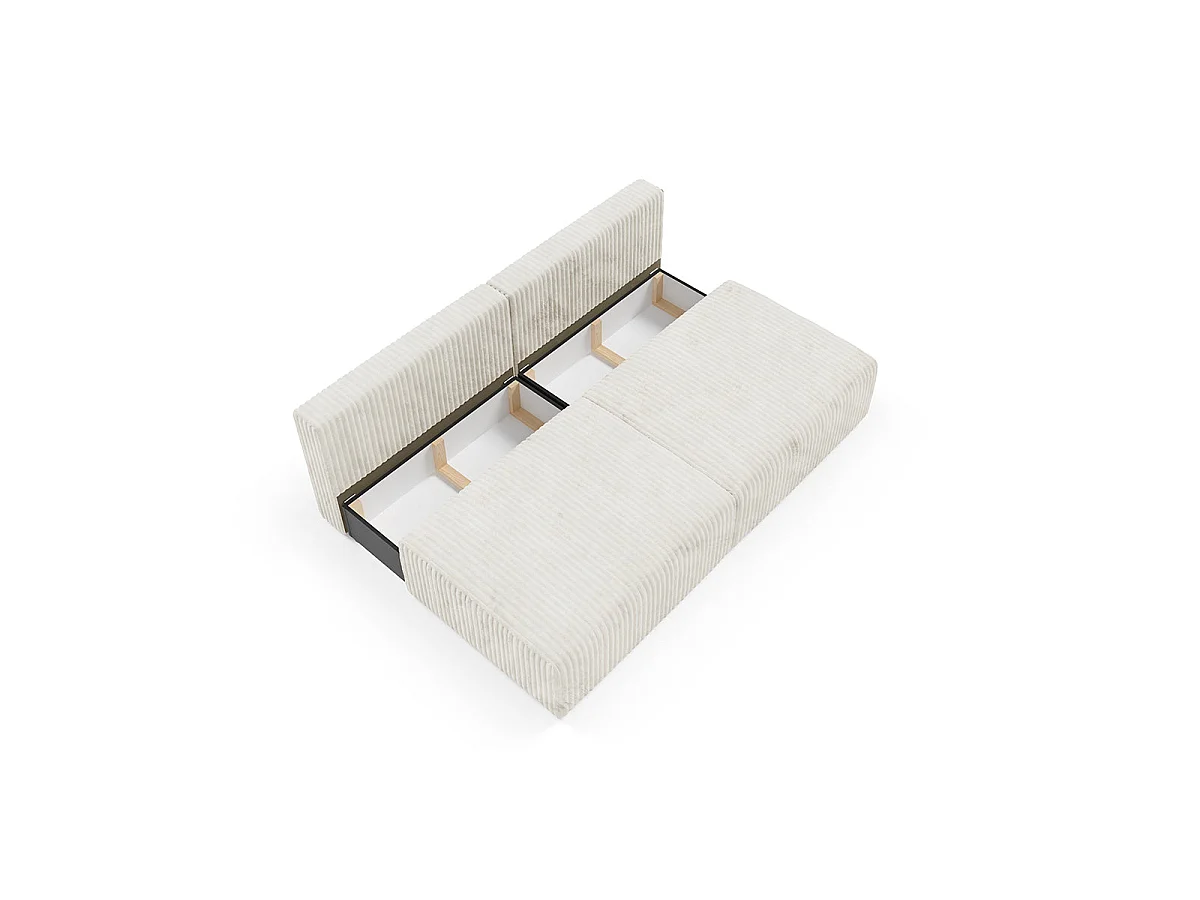 Canapé convertible 3 places avec coffre en tissu blanc ANGELA