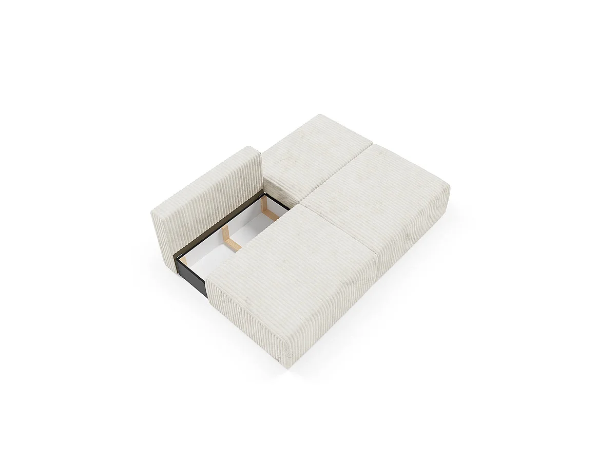 Canapé convertible 3 places avec coffre en tissu blanc ANGELA