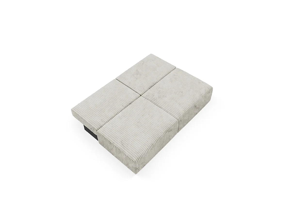 Canapé convertible 3 places avec coffre en tissu blanc ANGELA