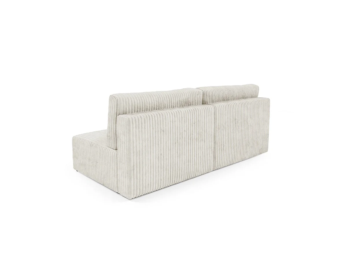 Canapé convertible 3 places avec coffre en tissu blanc ANGELA