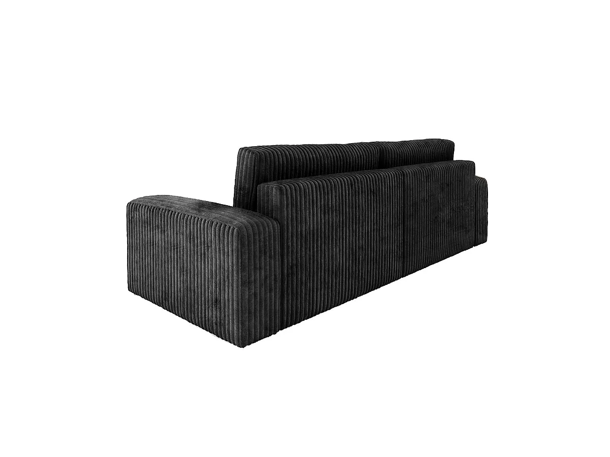 Canapé convertible 3 places avec coffre en tissu noir ANGELA