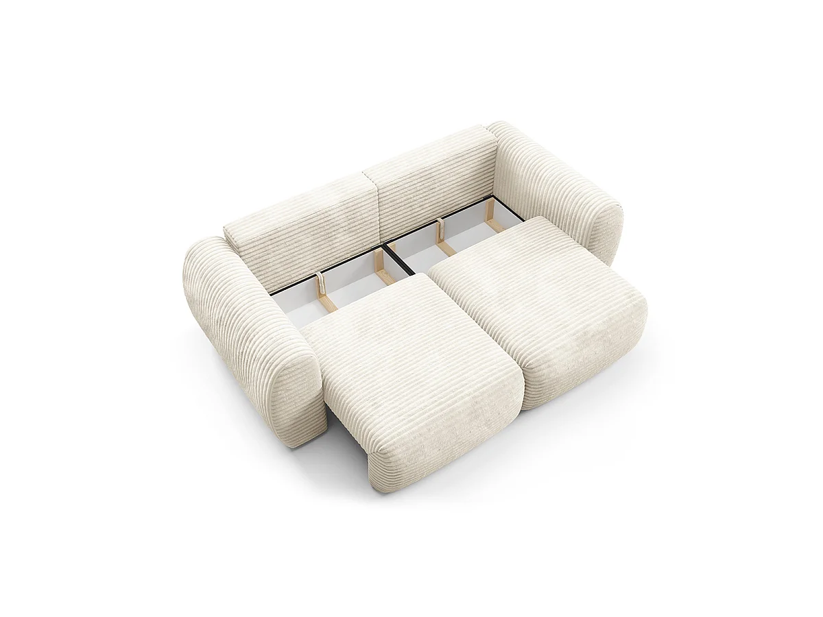 Canapé convertible 3 places avec coffre Camilla Blanc cassé