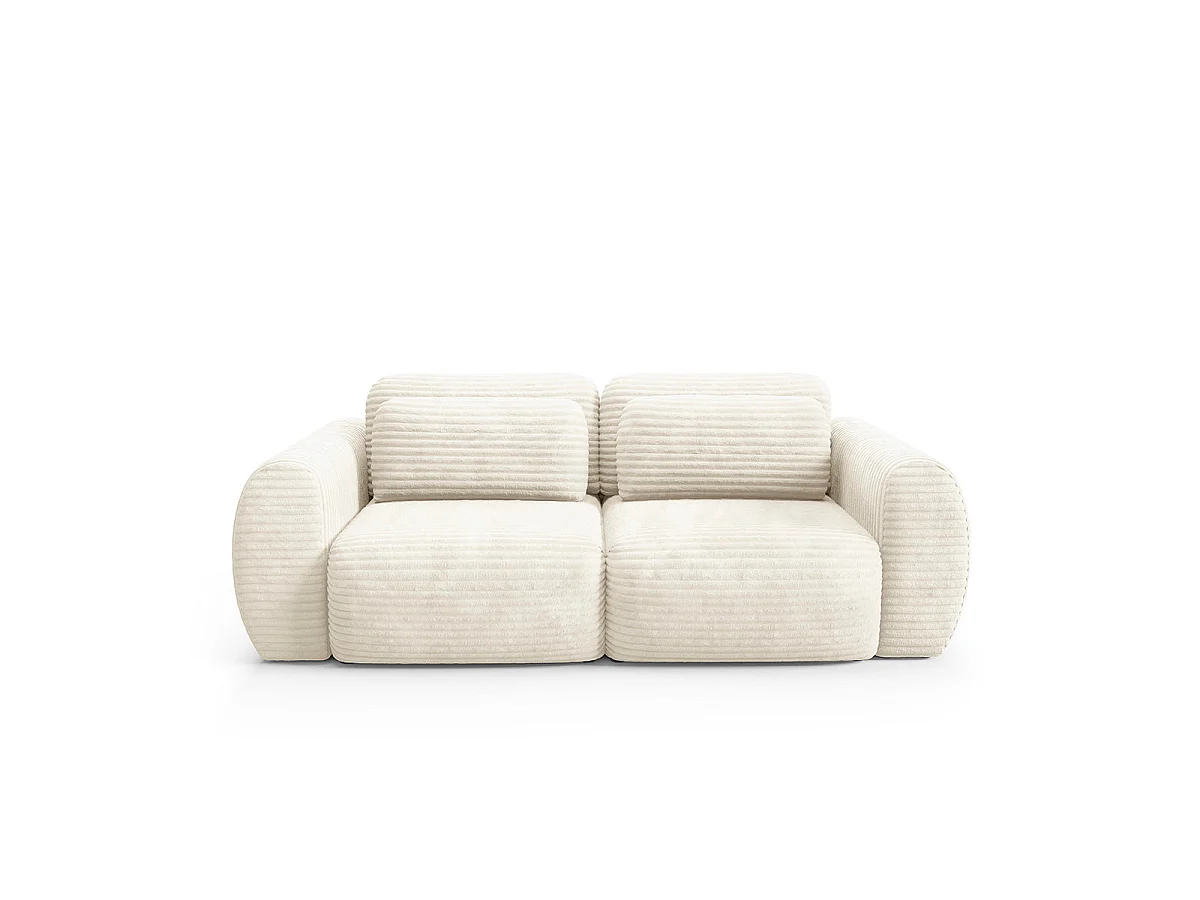 Canapé convertible 3 places avec coffre en tissu blanc CAMILLA