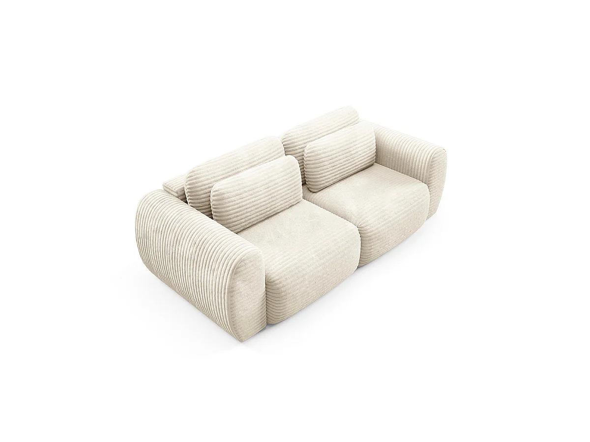 Canapé convertible 3 places avec coffre en tissu blanc CAMILLA