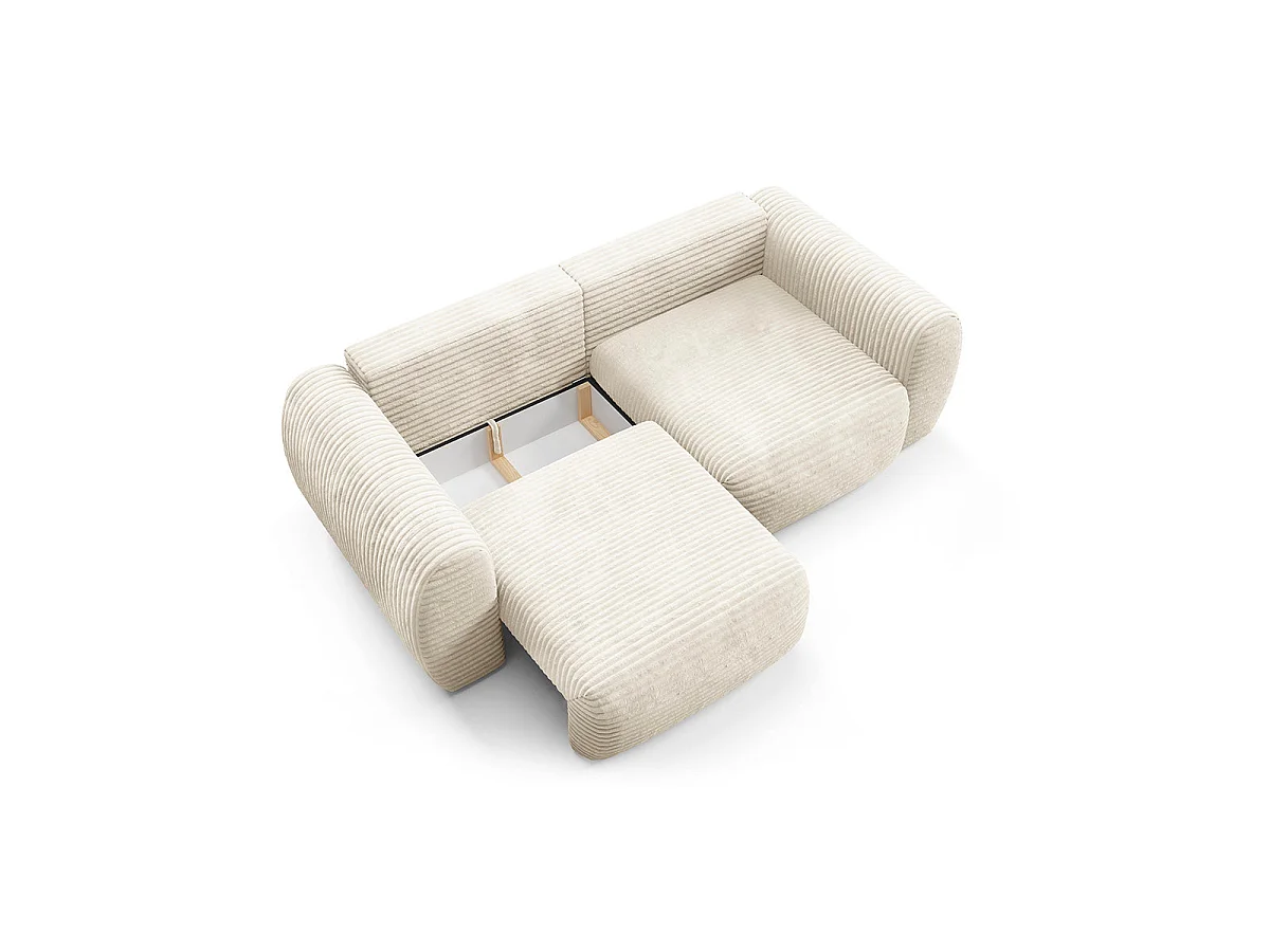 Canapé convertible 3 places avec coffre en tissu blanc CAMILLA