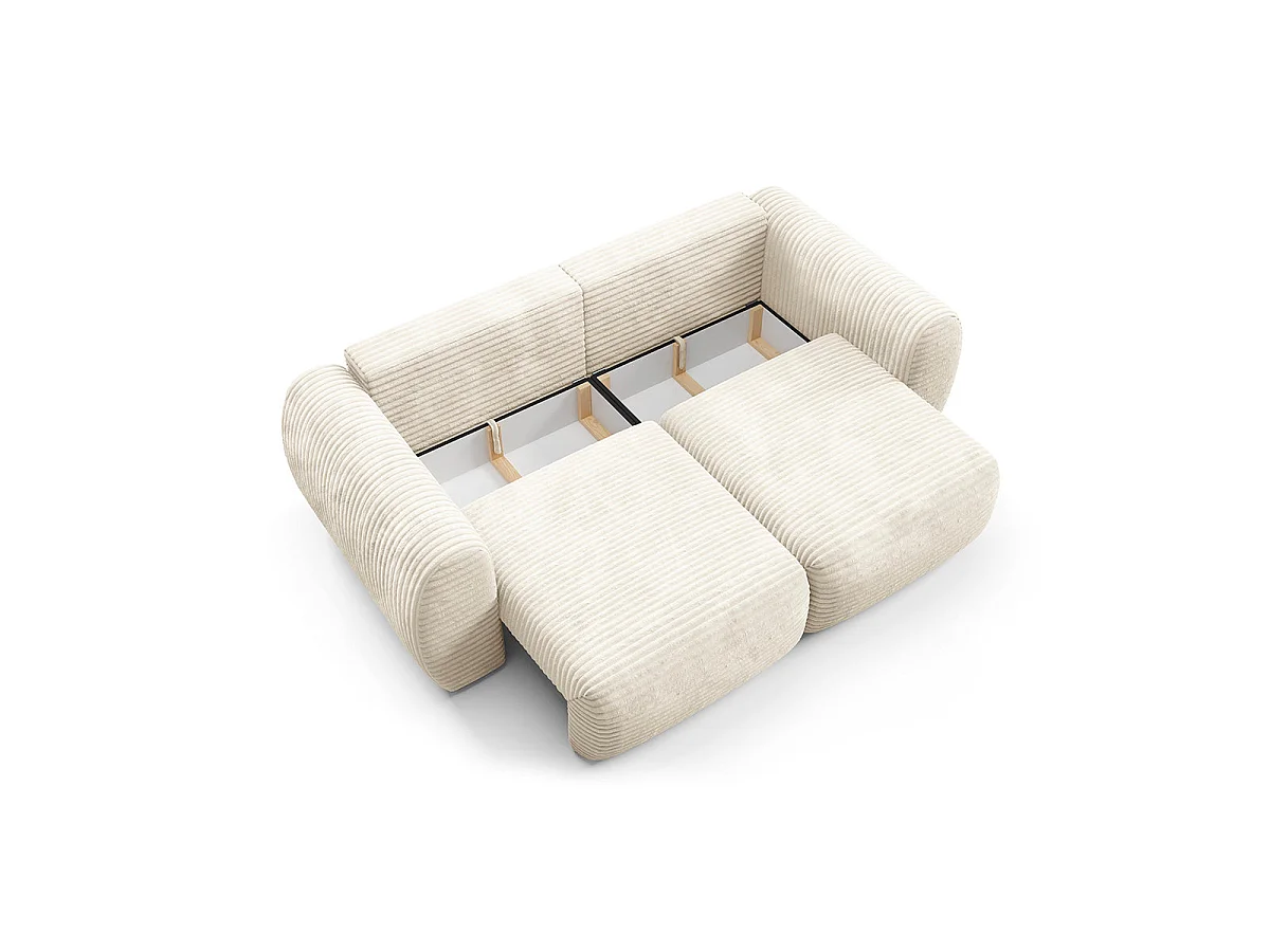 Canapé convertible 3 places avec coffre en tissu blanc CAMILLA