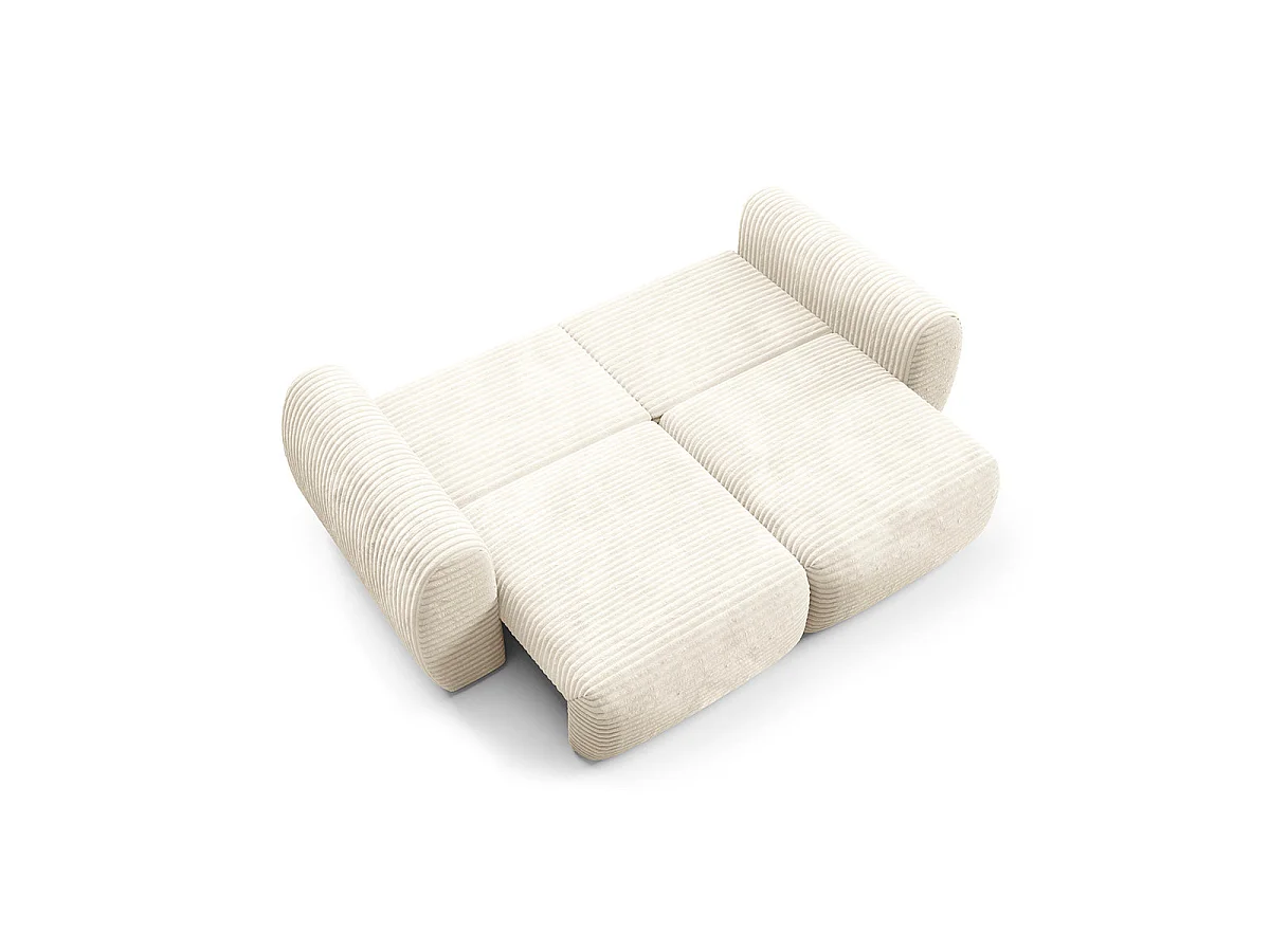 Canapé convertible 3 places avec coffre en tissu blanc CAMILLA