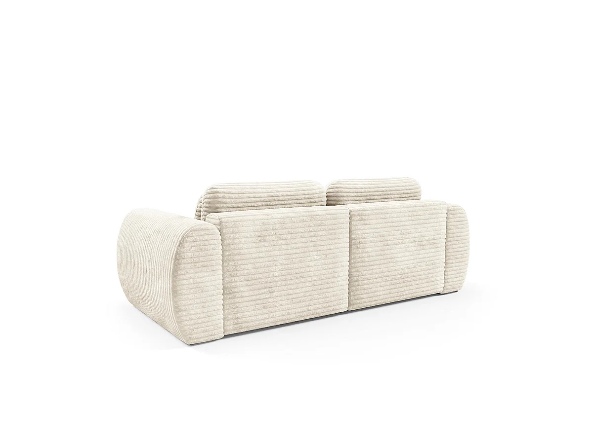Canapé convertible 3 places avec coffre en tissu blanc CAMILLA