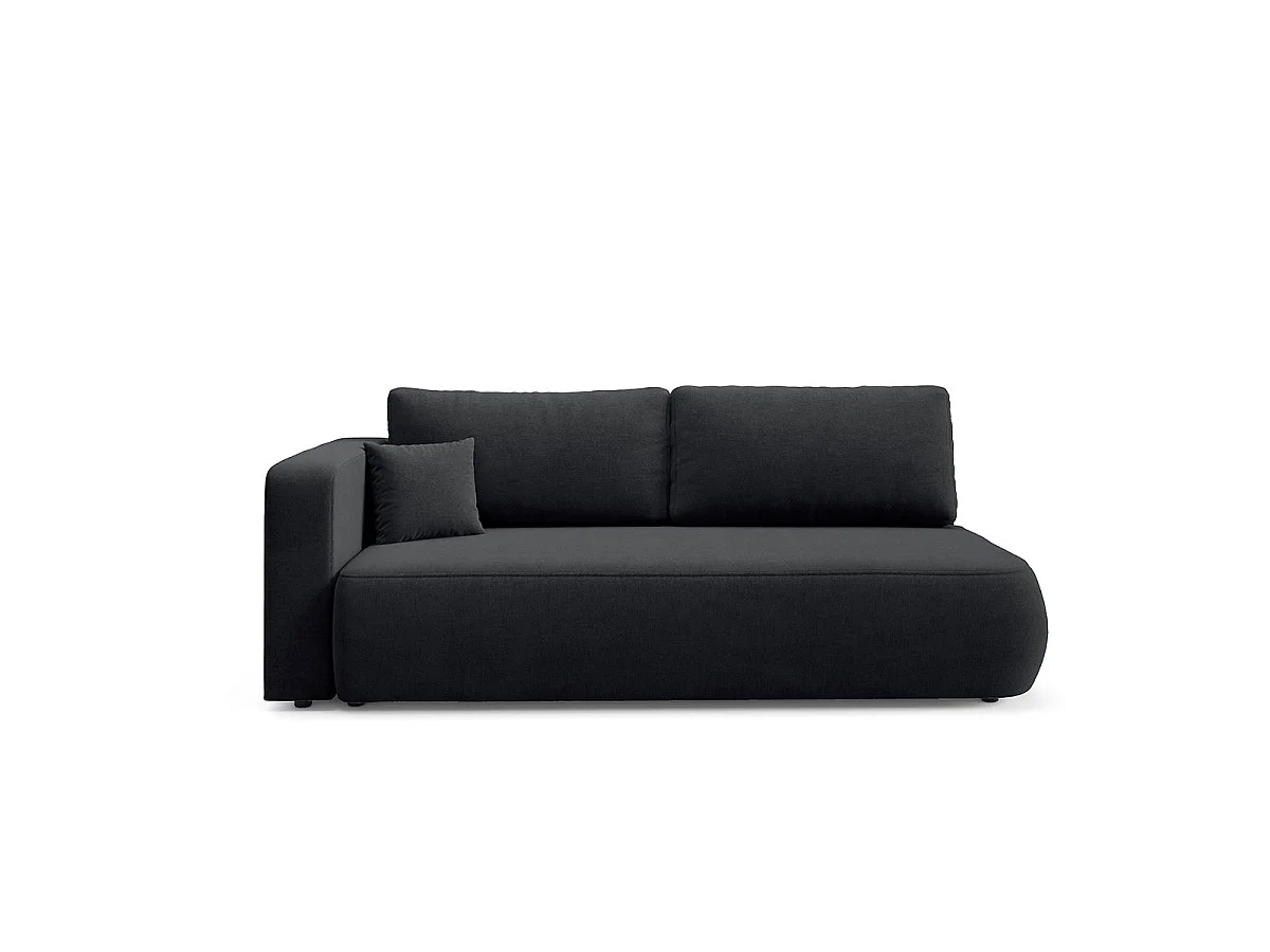 Canapé convertible 3 places réversible avec coffre en tissu noir ANTONIO