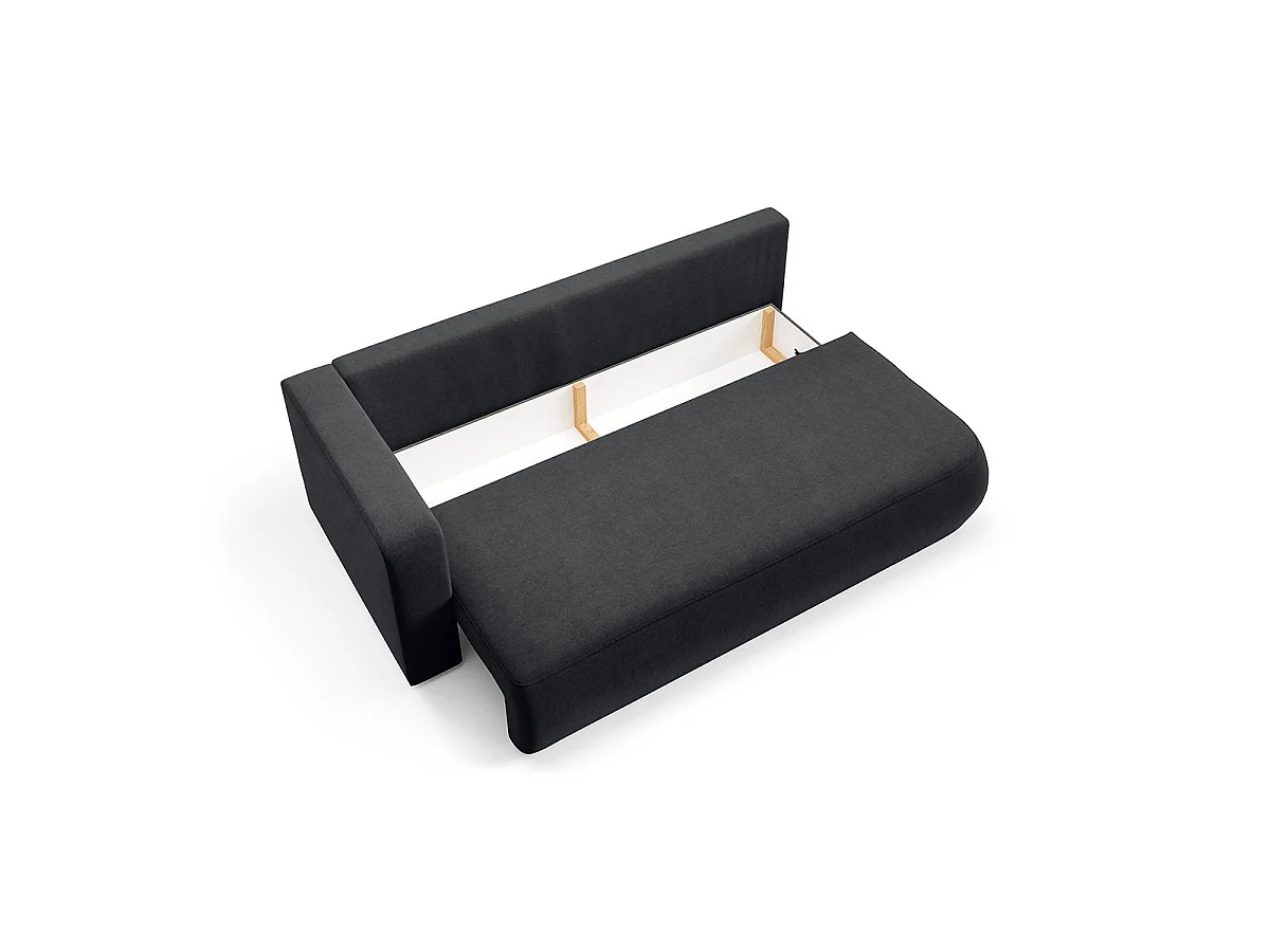 Canapé convertible 3 places réversible avec coffre en tissu noir ANTONIO