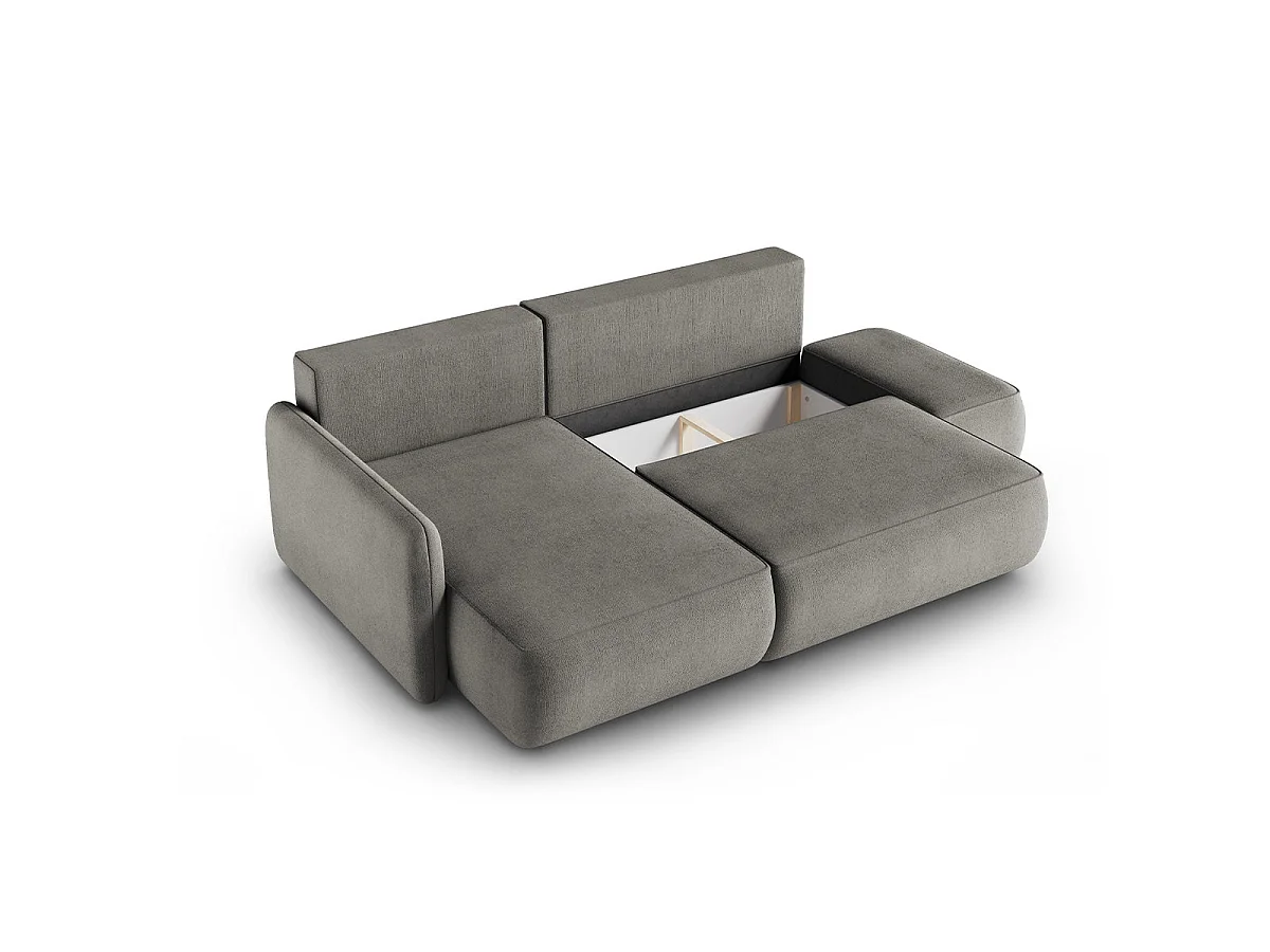 Canapé d'angle convertible 3 places réversible avec coffre en tissu gris ALESSIO