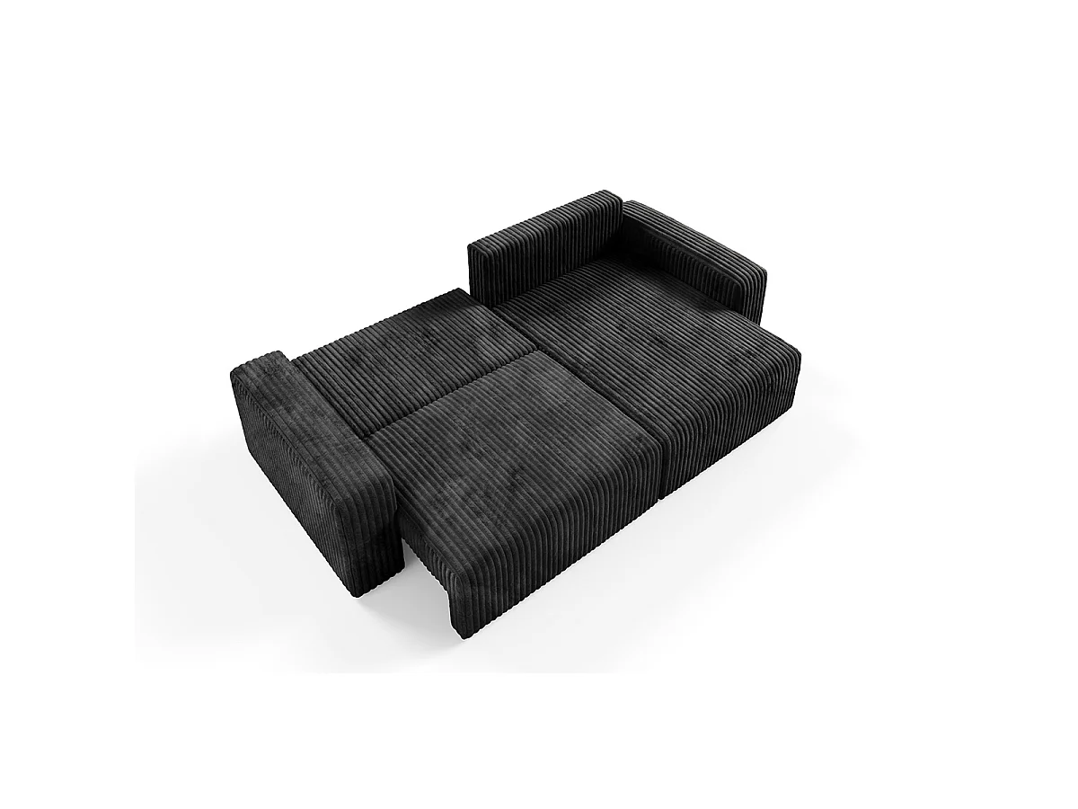 Canapé d'angle réversible et convertible 3 places avec coffre et accoudoirs Angela Noir