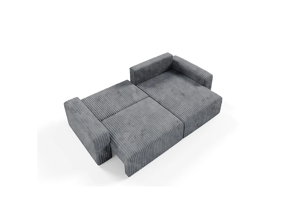 Canapé d'angle réversible et convertible 3 places avec coffre et accoudoirs Angela Gris foncé