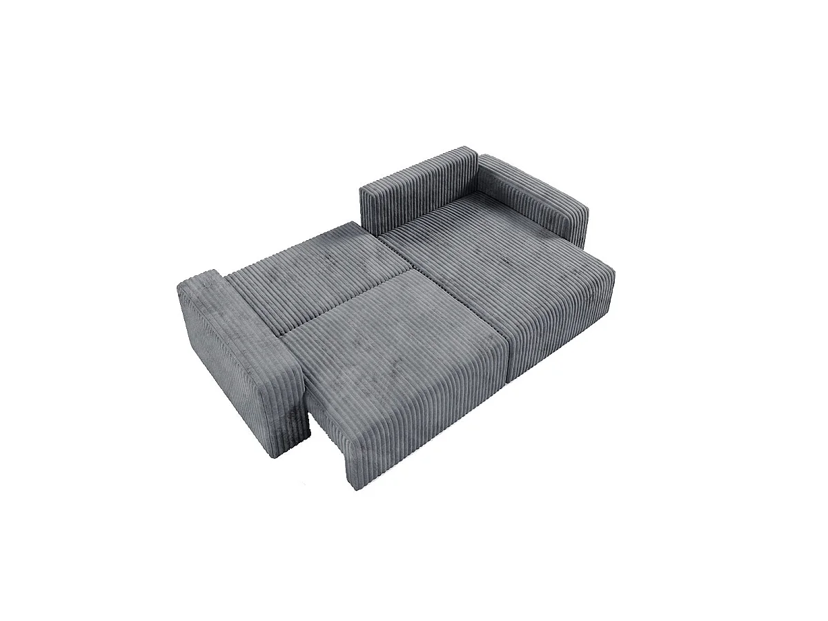 Canapé d'angle convertible 3 places réversible avec coffre en tissu gris foncé ANGELA