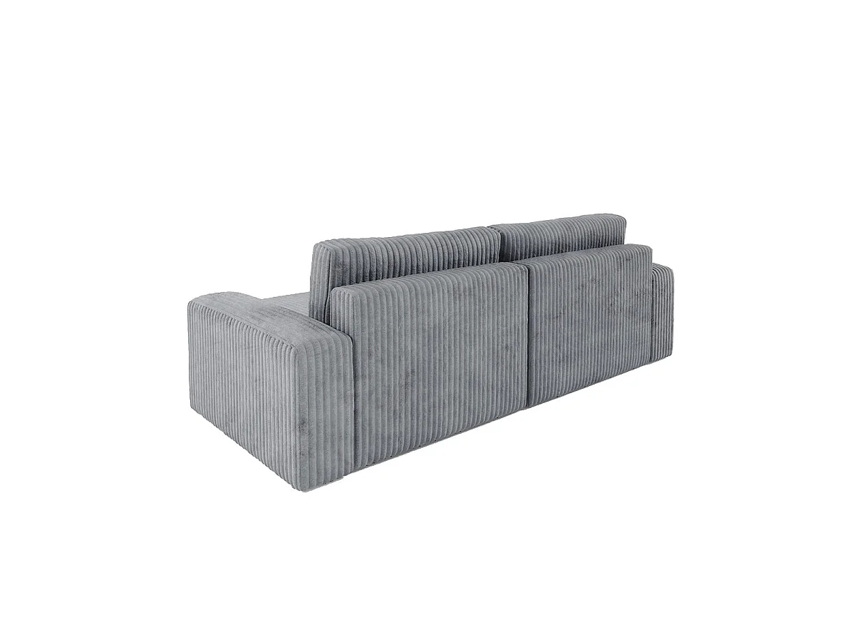 Canapé d'angle convertible 3 places réversible avec coffre en tissu gris foncé ANGELA