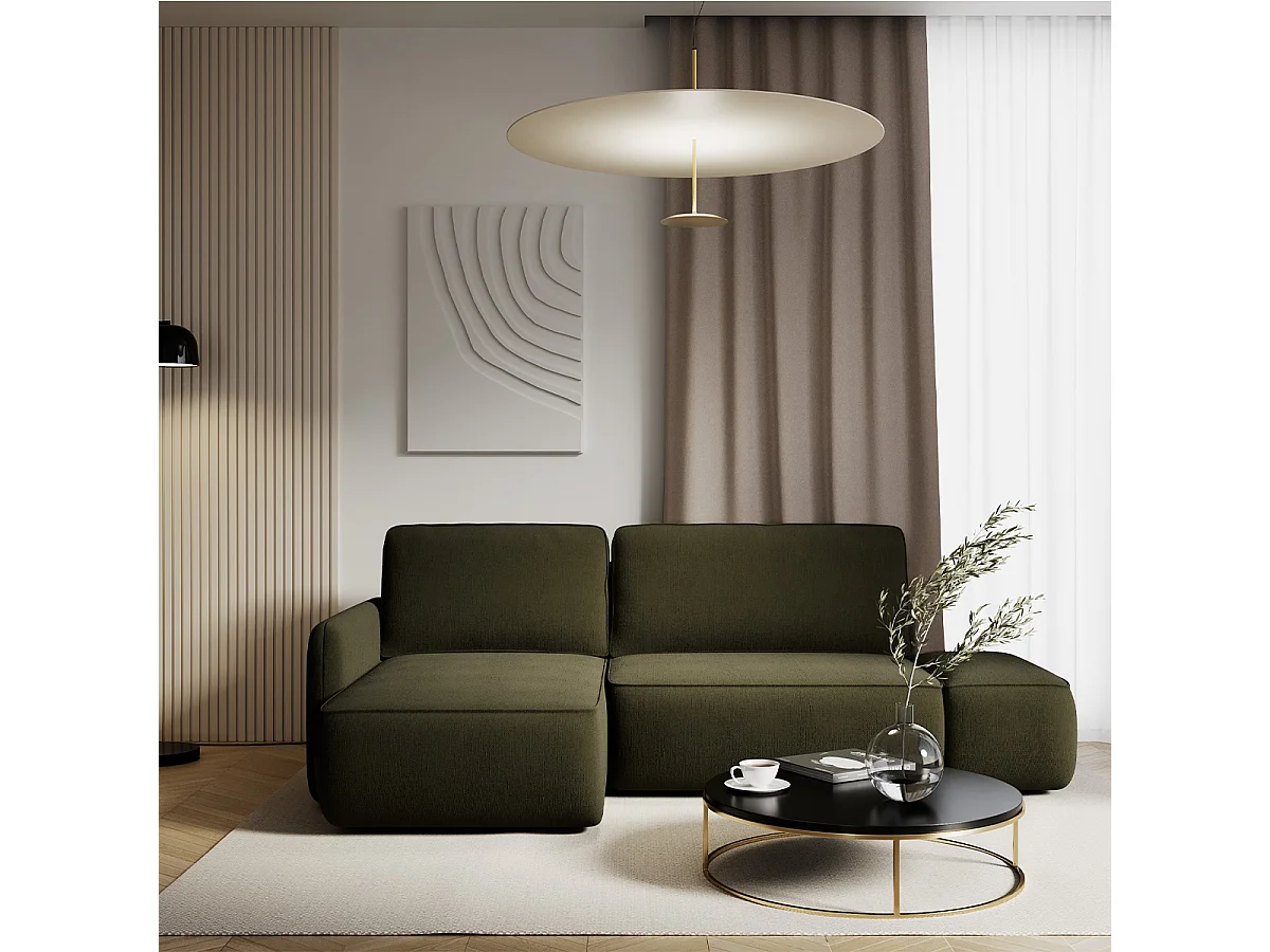 Canapé d'angle réversible et convertible 3 places avec coffre Alessio Vert