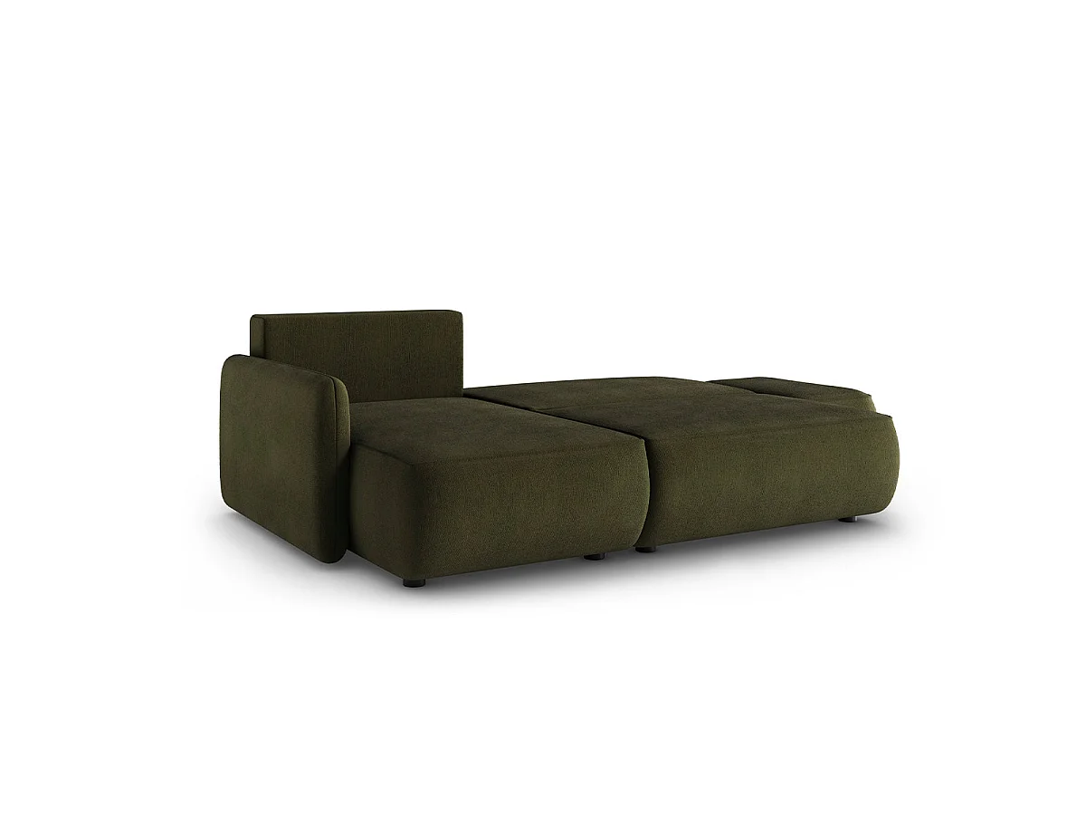 Canapé d'angle convertible 3 places réversible avec coffre en tissu vert