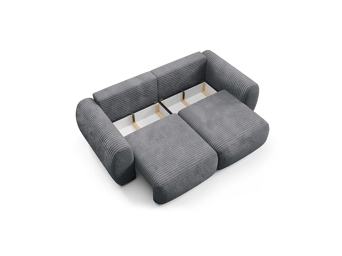 Canapé convertible 3 places avec coffre Camilla Gris foncé