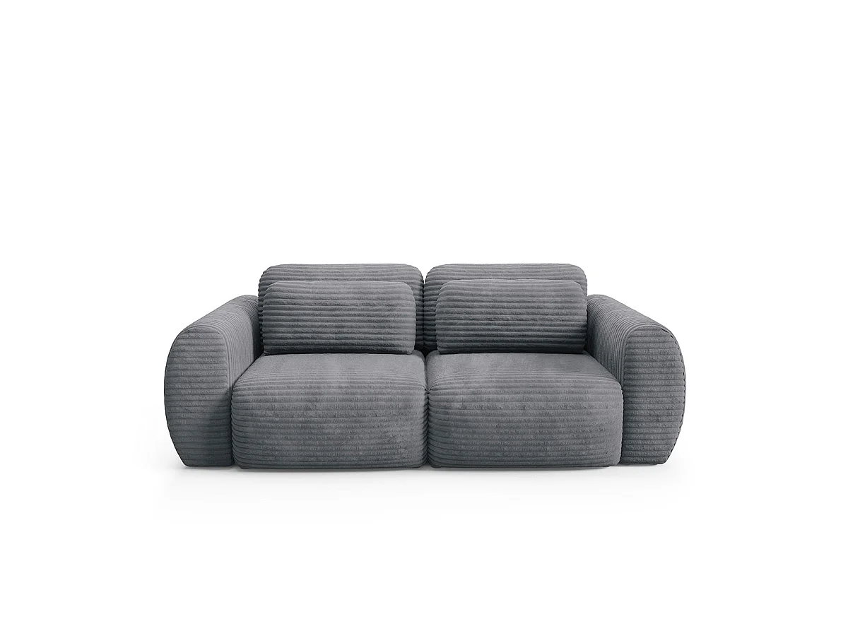Canapé convertible 3 places avec coffre en tissu gris foncé CAMILLA