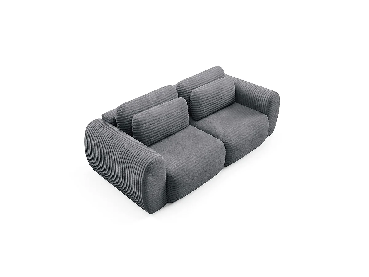 Canapé convertible 3 places avec coffre en tissu gris foncé CAMILLA
