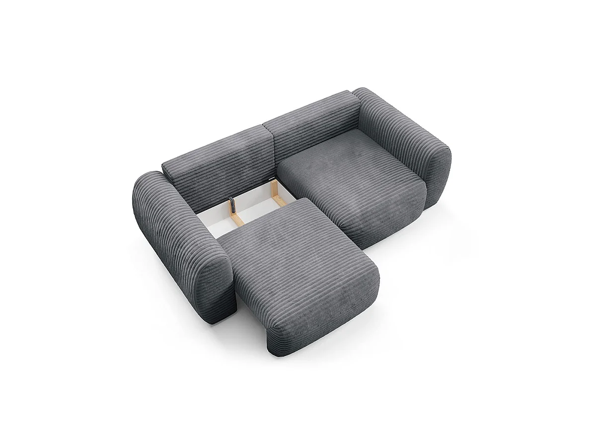 Canapé convertible 3 places avec coffre en tissu gris foncé CAMILLA