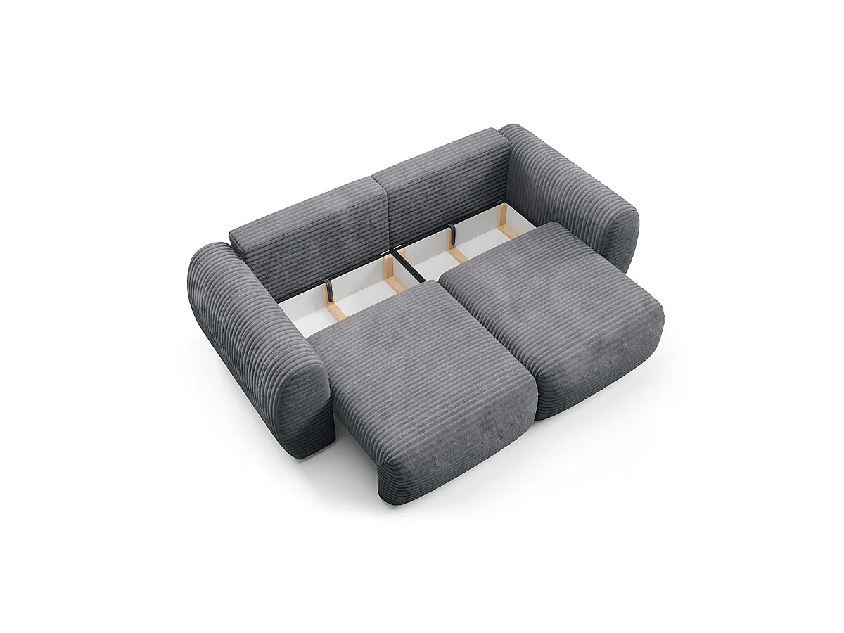 Canapé convertible 3 places avec coffre en tissu gris foncé CAMILLA