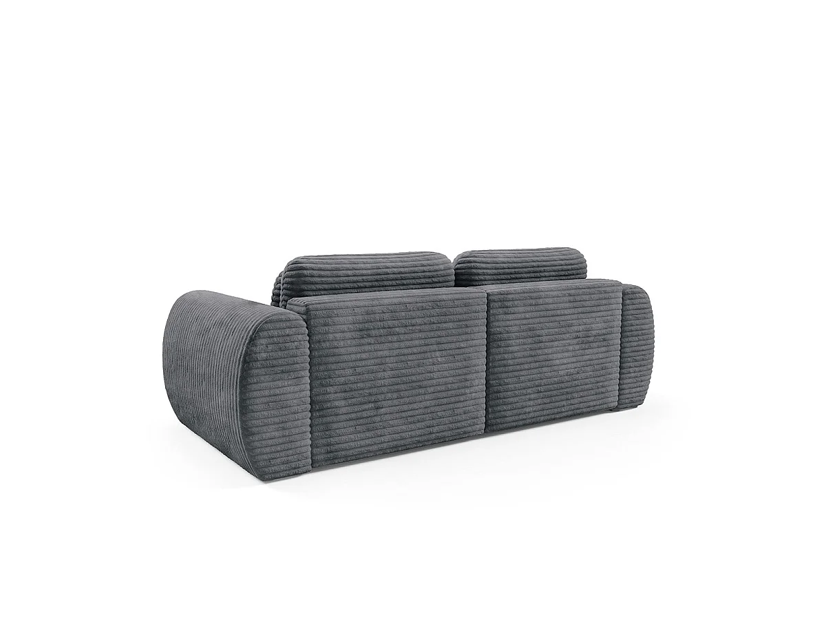 Canapé convertible 3 places avec coffre en tissu gris foncé CAMILLA