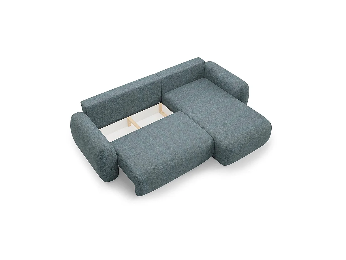 Canapé d'angle convertible 3 places réversible avec coffre en tissu bleu CARMELA