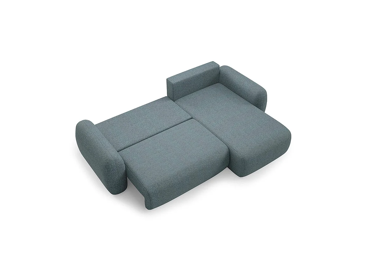 Canapé d'angle convertible 3 places réversible avec coffre en tissu bleu CARMELA