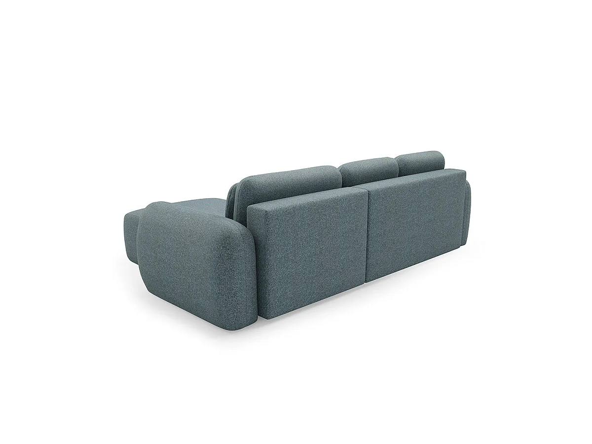 Canapé d'angle convertible 3 places réversible avec coffre en tissu bleu CARMELA