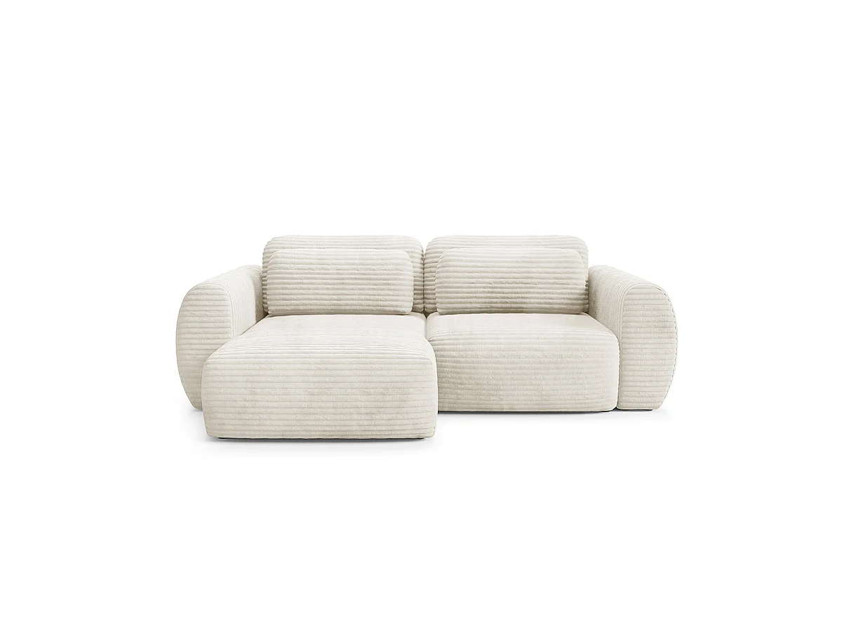 Canapé d'angle réversible et convertible 3 places avec coffre Camilla Blanc cassé