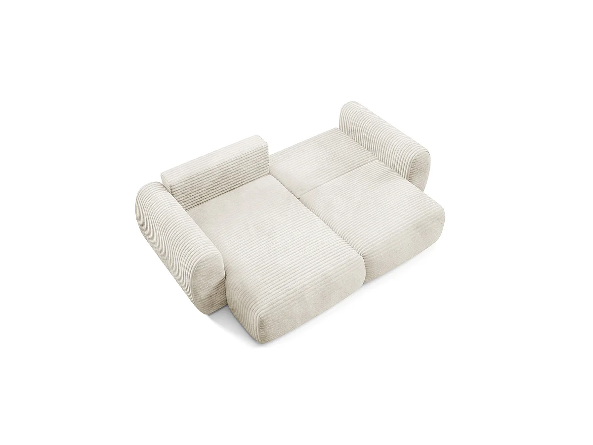 Canapé d'angle réversible et convertible 3 places avec coffre Camilla Blanc cassé