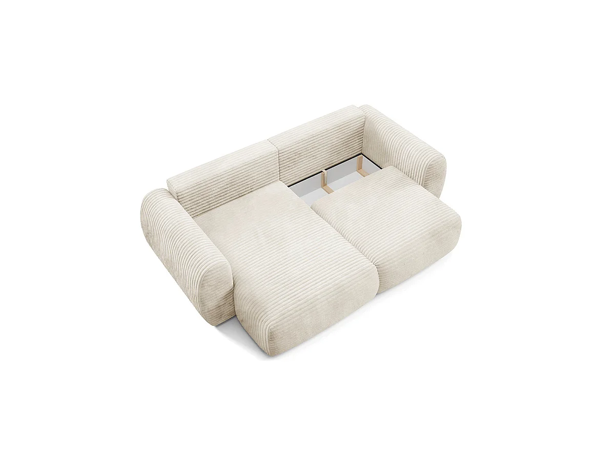 Canapé d'angle convertible 3 places réversible avec coffre en tissu blanc