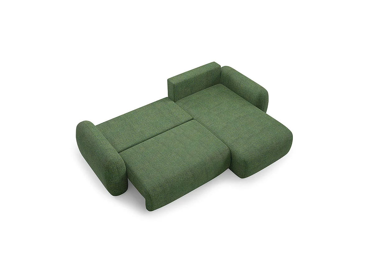 Canapé d'angle convertible 3 places réversible avec coffre en tissu vert CARMELA