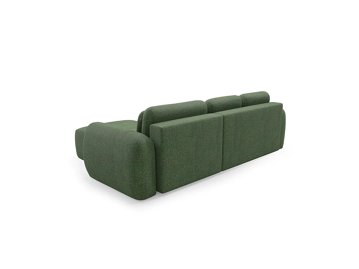 Canapé d'angle convertible 3 places réversible avec coffre en tissu vert CARMELA