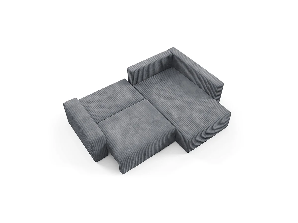 Canapé d'angle réversible et convertible 4 places avec coffre et accoudoirs Angela Gris foncé