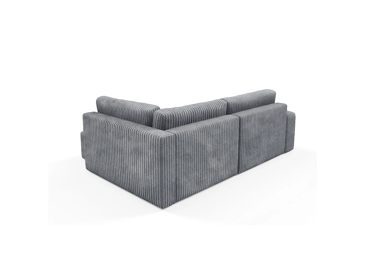 Canapé d'angle réversible et convertible 4 places avec coffre et accoudoirs Angela Gris foncé