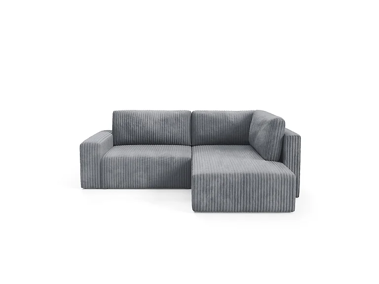 Canapé d'angle réversible et convertible 4 places avec coffre et accoudoirs Angela Gris foncé