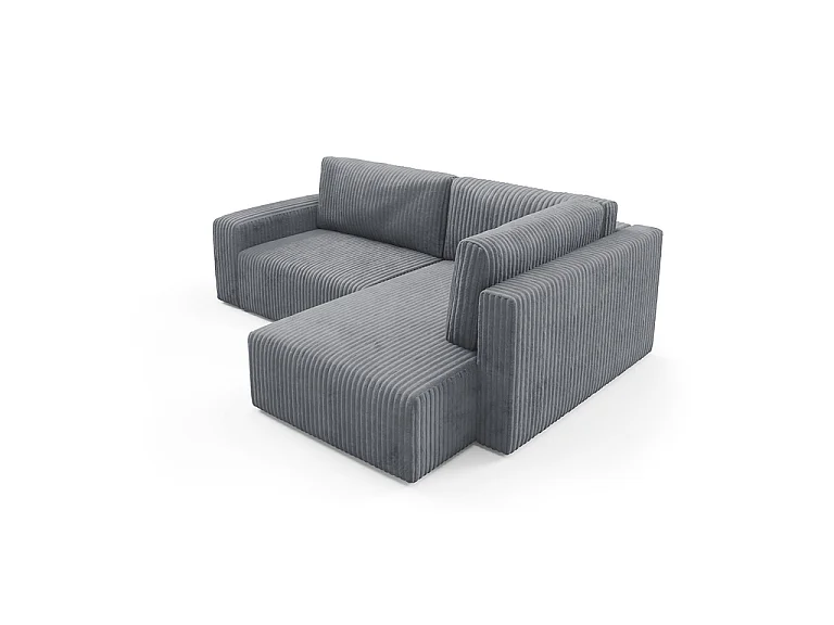 Canapé d'angle réversible et convertible 4 places avec coffre et accoudoirs Angela Gris foncé