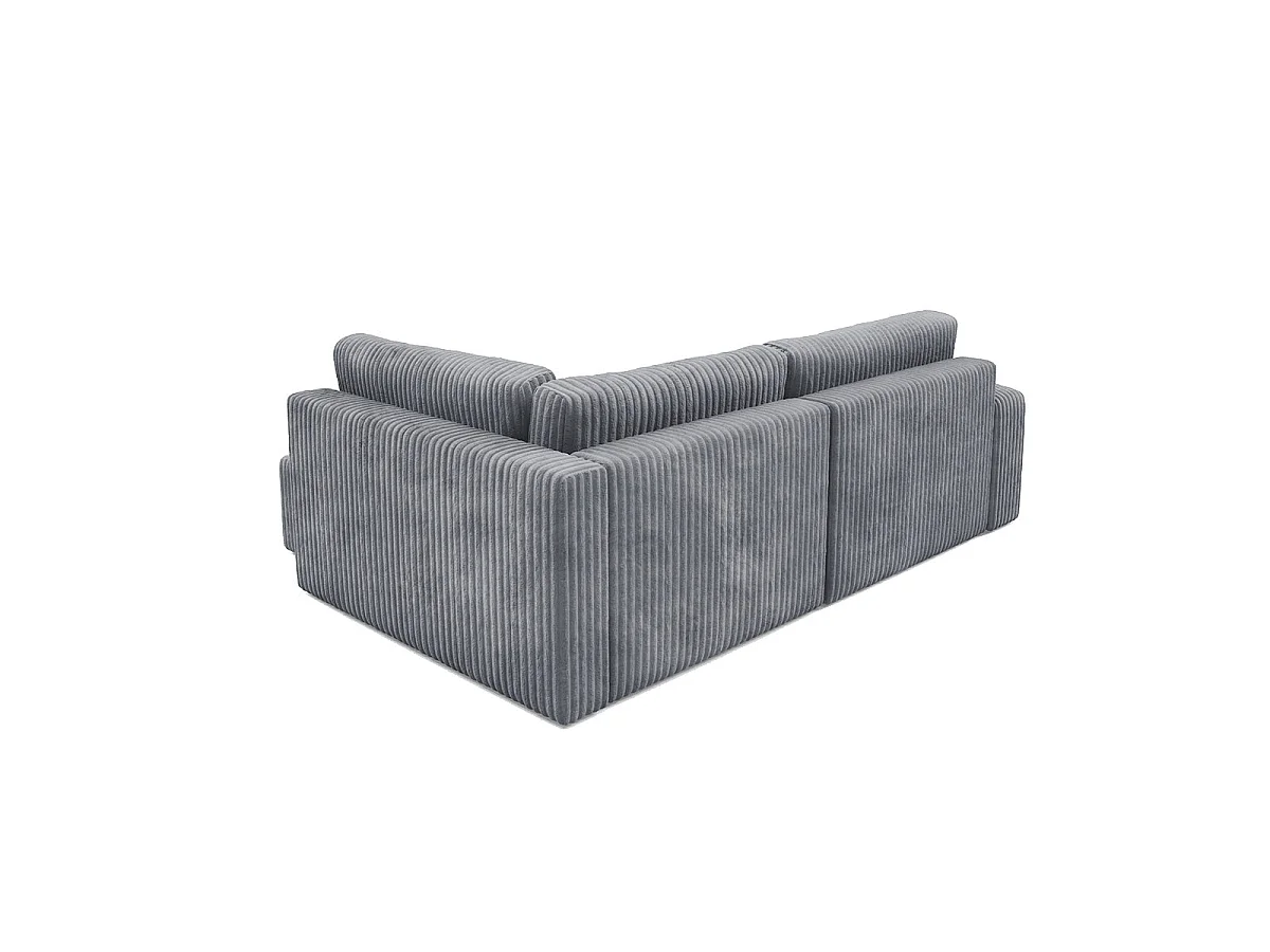 Canapé d'angle droit convertible 4 places avec coffre en tissu gris foncé ANGEL