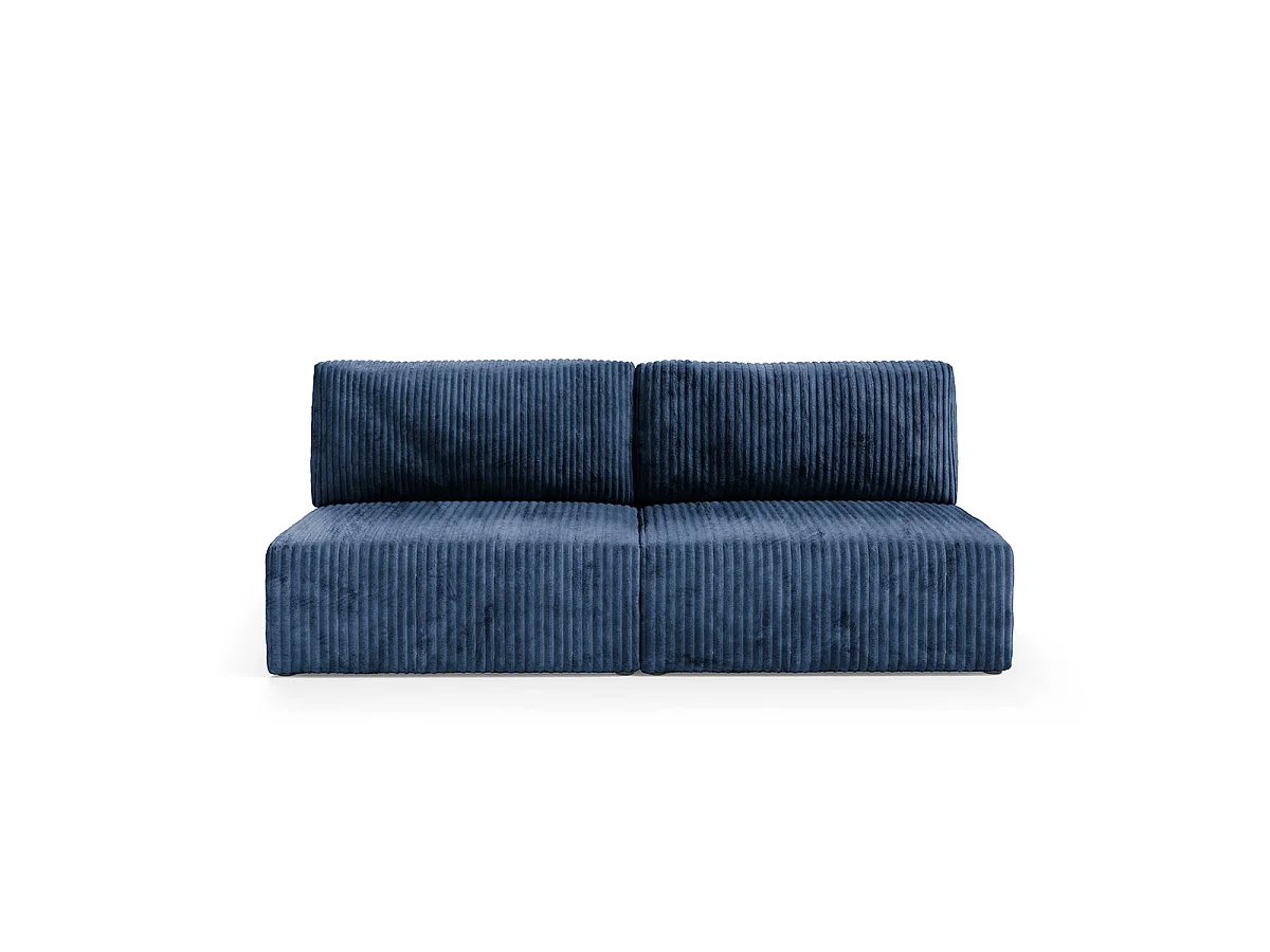 Canapé convertible 3 places avec coffre Angela Bleu marine