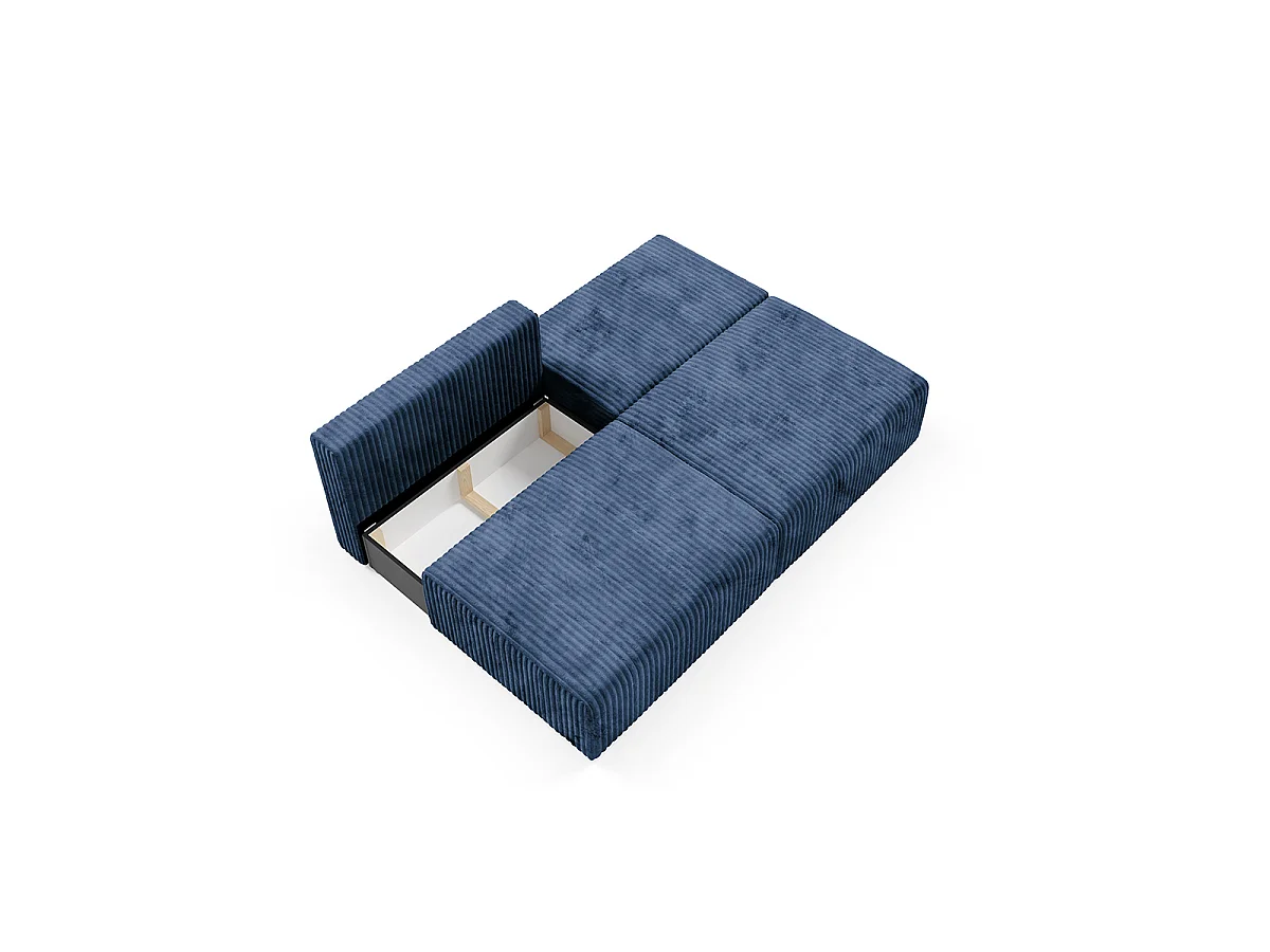 Canapé convertible 3 places avec coffre Angela Bleu marine