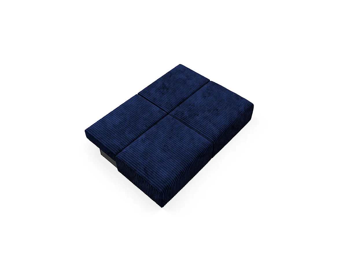 Canapé convertible 3 places avec coffre en tissu bleu marine ANGELA