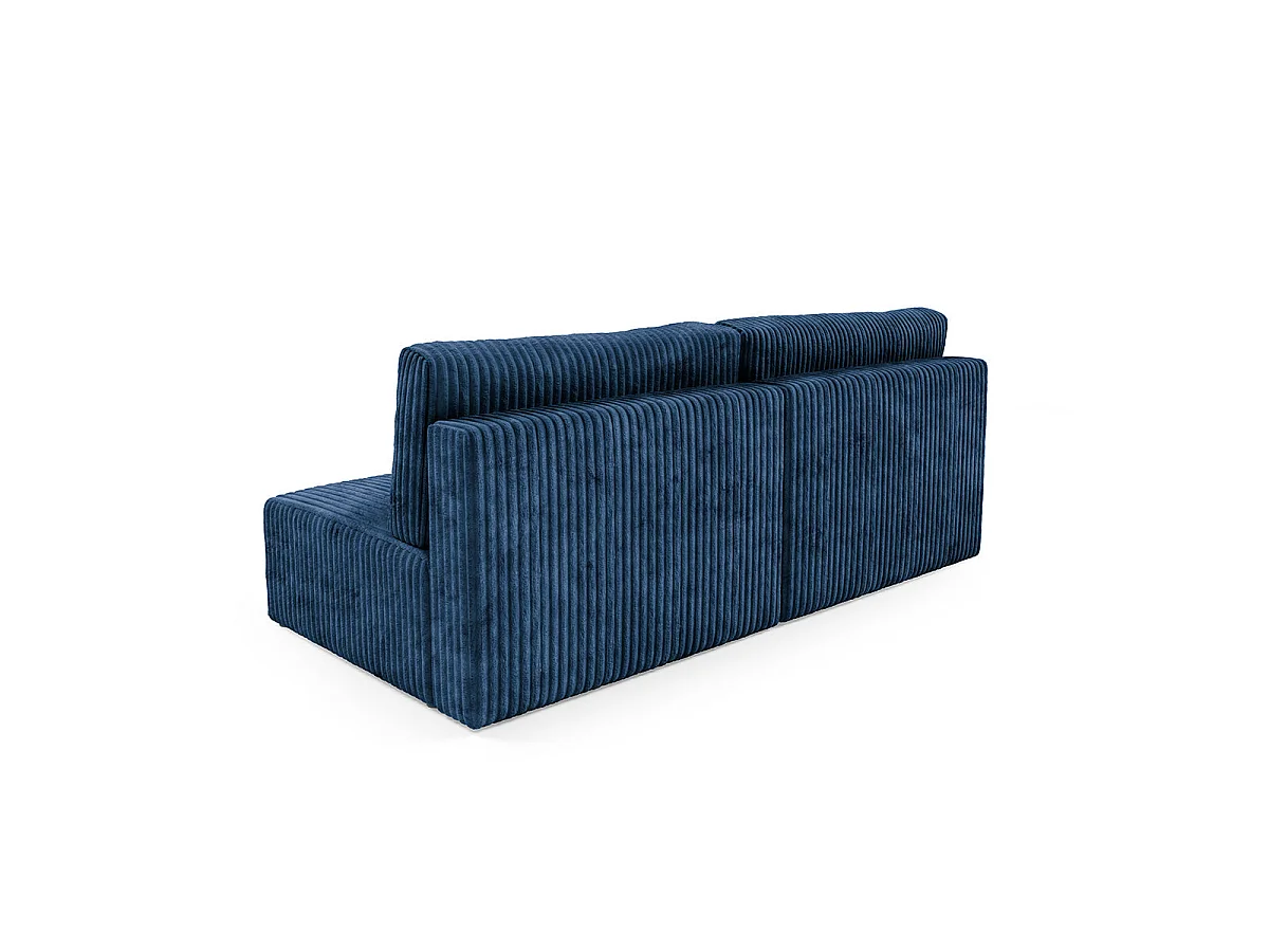 Canapé convertible 3 places avec coffre en tissu bleu marine ANGELA